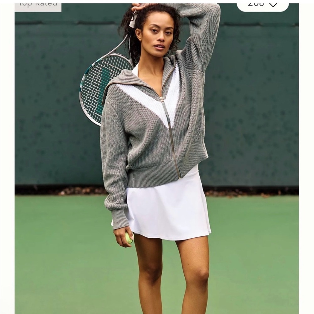 Varley Ada Zip Through Knit Sweater In Cool Sage Size S $158